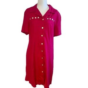 Betty’s things, Vintage fuchsia Button-Up linen blend Dress, size 10